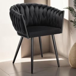 tectake Astano Set of 2 Black Velvet Padded Knot Design Dining Chair - Wilko