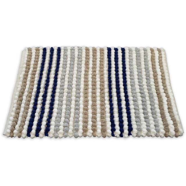 Allure Bath Fashions Navy Striped Chunky Bobble Bath Mat 50 x 80cm - Blue - Wilko - image 1