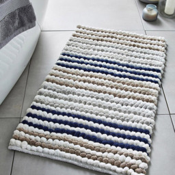 Allure Bath Fashions Navy Striped Chunky Bobble Bath Mat 50 x 80cm - Blue - Wilko - thumbnail 3