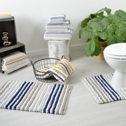 Allure Bath Fashions Navy Striped Chunky Bobble Bath Mat 50 x 80cm - Blue - Wilko - thumbnail 5