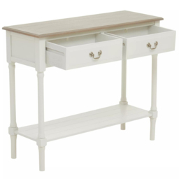 Premier Housewares Heritage 2 Drawer Console Table - Size: 91 x 33 x 75cm - Cream - Interiors by Premier - Wilko - thumbnail 4