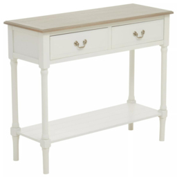 Premier Housewares Heritage 2 Drawer Console Table - Size: 91 x 33 x 75cm - Cream - Interiors by Premier - Wilko - thumbnail 3