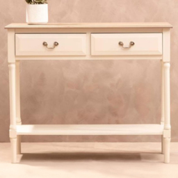 Premier Housewares Heritage 2 Drawer Console Table - Size: 91 x 33 x 75cm - Cream - Interiors by Premier - Wilko