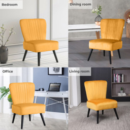 Neo Mustard Yellow Velvet Shell Accent Chair with Black Legs - Size: Single - Wilko - thumbnail 5