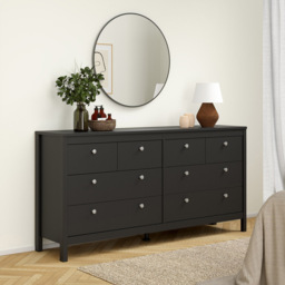 Florence Madrid 8 Drawer Matt Black Double Dresser - Wilko - thumbnail 7