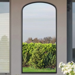 MirrorOutlet The Angustus Black Metal Arched Garden Wall Mirror 170 x 85cm - Size: 170 x 85 x 3cm - Wilko - thumbnail 3