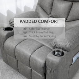Portland Grey Faux Leather Recliner Armchair With Footrest - Size: Single - Wilko - thumbnail 5