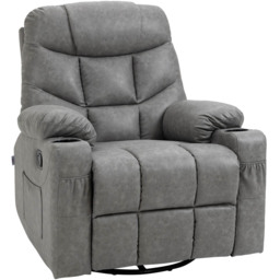 Portland Grey Faux Leather Recliner Armchair With Footrest - Size: Single - Wilko - thumbnail 3