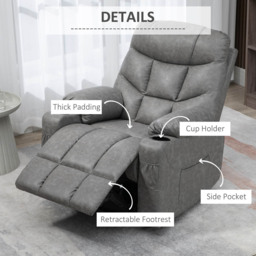 Portland Grey Faux Leather Recliner Armchair With Footrest - Size: Single - Wilko - thumbnail 6