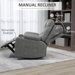 Portland Grey Faux Leather Recliner Armchair With Footrest - Size: Single - Wilko - thumbnail 4