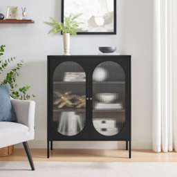 Furniturebox Alba 2 Door Black Metal Small Cabinet - Wilko - thumbnail 6