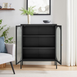 Furniturebox Alba 2 Door Black Metal Small Cabinet - Wilko - thumbnail 7