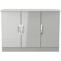 Crowndale Camden 3 Door Grey Gloss and Dusk Grey Sideboard Ready Assembled - Size: 79 x 112 x 42cm - Grey Gloss & Dusk Grey - Wilko - thumbnail 3