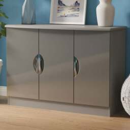 Crowndale Camden 3 Door Grey Gloss and Dusk Grey Sideboard Ready Assembled - Size: 79 x 112 x 42cm - Grey Gloss & Dusk Grey - Wilko