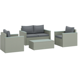 Outsunny 4 Seater Light Grey Rattan Garden Furniture Set - Wilko - thumbnail 3