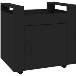 vidaXL Single Door Single Shelf Black Sonoma Wooden Desk Trolley - Size: 60 x 60 x 40cm - Wilko - thumbnail 3