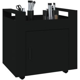 vidaXL Single Door Single Shelf Black Sonoma Wooden Desk Trolley - Size: 60 x 60 x 40cm - Wilko - thumbnail 4
