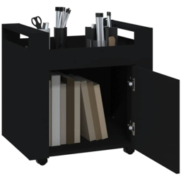 vidaXL Single Door Single Shelf Black Sonoma Wooden Desk Trolley - Size: 60 x 60 x 40cm - Wilko - thumbnail 6