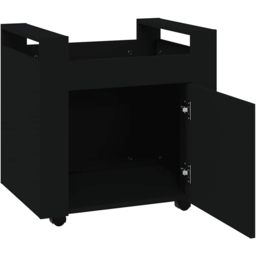 vidaXL Single Door Single Shelf Black Sonoma Wooden Desk Trolley - Size: 60 x 60 x 40cm - Wilko - thumbnail 5
