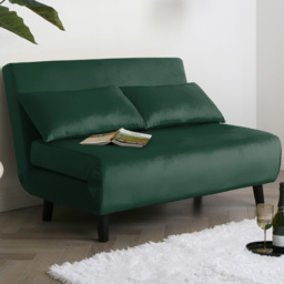 Aurora Double Sleeper Green Velvet Sofa Bed - Size: 2 Seater - Home Garden Direct - Wilko