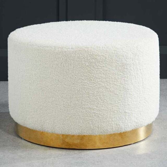 Lara White Ted Fabric Large Pouffe - Size: 40 x 60 x 60cm - LPD Home - Wilko - image 1