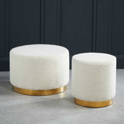 Lara White Ted Fabric Large Pouffe - Size: 40 x 60 x 60cm - LPD Home - Wilko - thumbnail 3
