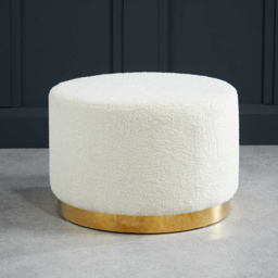 Lara White Ted Fabric Large Pouffe - Size: 40 x 60 x 60cm - LPD Home - Wilko - thumbnail 5