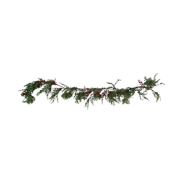 Red Berries Boxwood Garland - Green and Red - Wilko - image 1