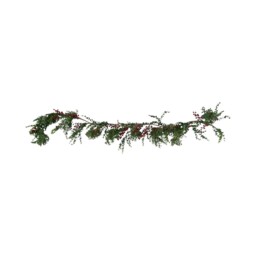 Red Berries Boxwood Garland - Green and Red - Wilko