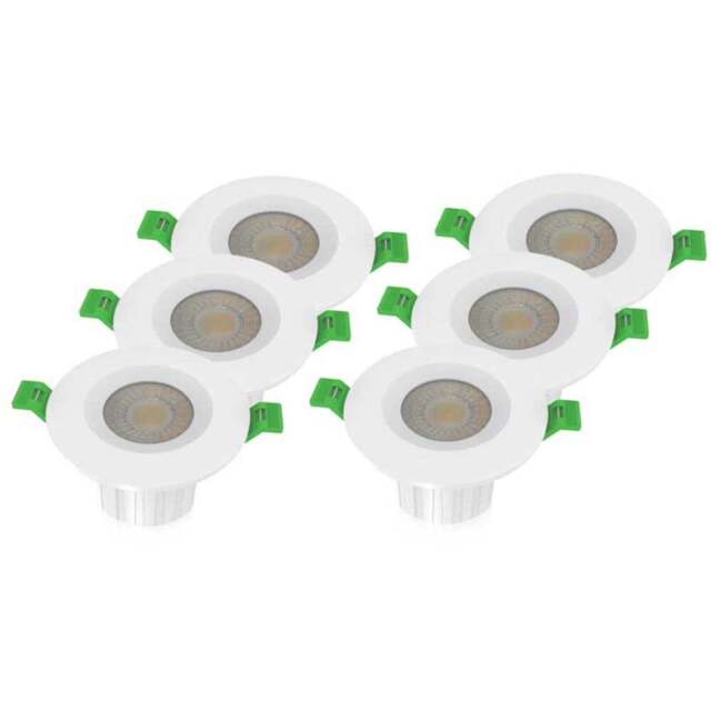 V-TAC 6 Pack 5W and 8W 4 in 1 White Bezel LED Downlight - Size: 5.2 x 6.5 x 9cm - Wilko - image 1