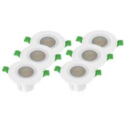 V-TAC 6 Pack 5W and 8W 4 in 1 White Bezel LED Downlight - Size: 5.2 x 6.5 x 9cm - Wilko
