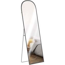 HOMCOM Black Aluminium Frame Full-Length Mirror 164.5 x 60cm - Size: 68 x 5 x 175cm - Wilko