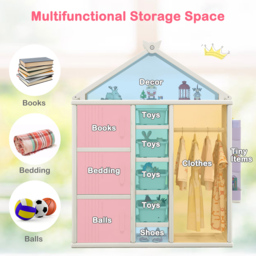 Costway 3 Door 4 Shelf White Kids Storage Closet - Size: 130 x 45 x 44cm - Wilko - thumbnail 7