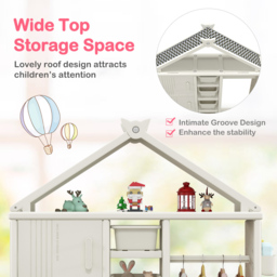Costway 3 Door 4 Shelf White Kids Storage Closet - Size: 130 x 45 x 44cm - Wilko - thumbnail 5