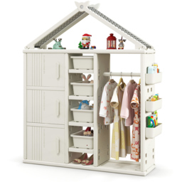 Costway 3 Door 4 Shelf White Kids Storage Closet - Size: 130 x 45 x 44cm - Wilko - thumbnail 4