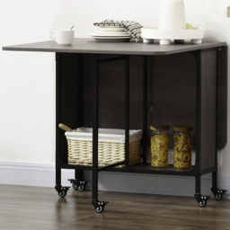 Portland 6 Seater Drop Leaf Dining Table with Wheels and Storage - Grey - Wilko - thumbnail 1