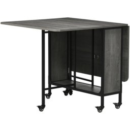 Portland 6 Seater Drop Leaf Dining Table with Wheels and Storage - Grey - Wilko - thumbnail 3