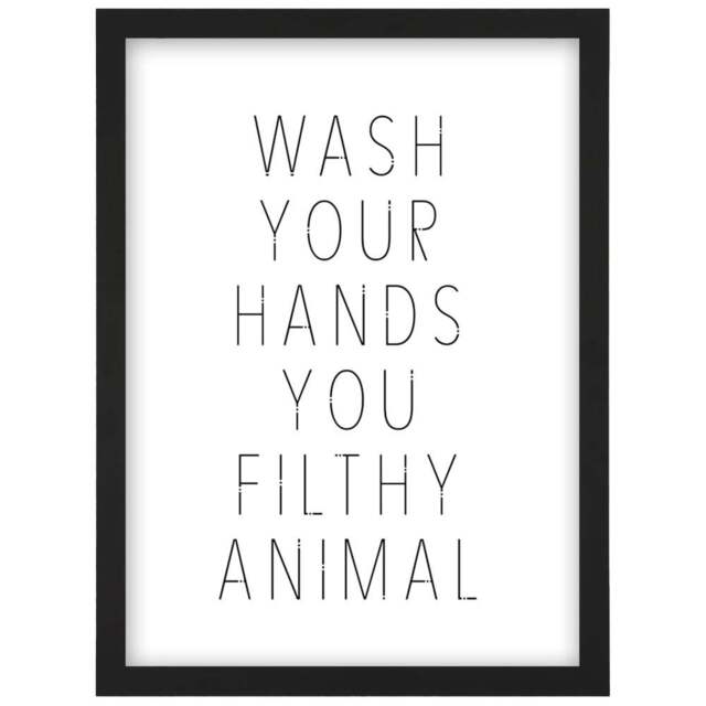 Artery8 Filthy Animal Funny Toilet Sign Framed Wall Art Print 21 x 29.7cm - Size: 32.3 x 23.4 x 1.5cm - White - Wilko - image 1
