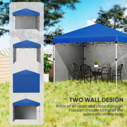 Outsunny 3 x 3m Blue Pop Up Gazebo Party Tent with 2 Sidewalls - Wilko - thumbnail 5