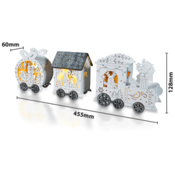 Xmas Haus White Light Up LED Wood Train - Size: 8 x 36 x 14cm - Wilko - thumbnail 6