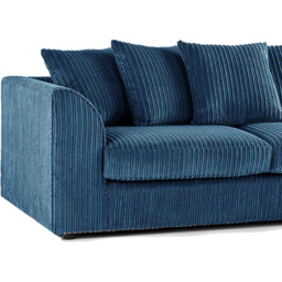 Luxor 5 Seater Marine Blue Jumbo Cord Scatter Back Sofa Suite - Wilko - thumbnail 4
