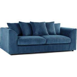Luxor 5 Seater Marine Blue Jumbo Cord Scatter Back Sofa Suite - Wilko - thumbnail 5