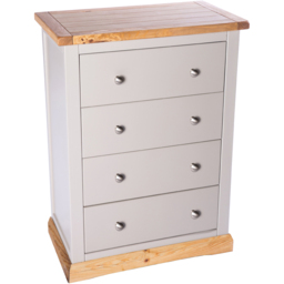 Cabinet Bits Bomporto 4 Drawer Light Grey Chrome Knob Chest of Drawers - Wilko - thumbnail 5