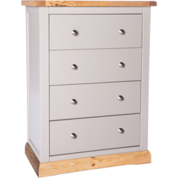 Cabinet Bits Bomporto 4 Drawer Light Grey Chrome Knob Chest of Drawers - Wilko - thumbnail 4