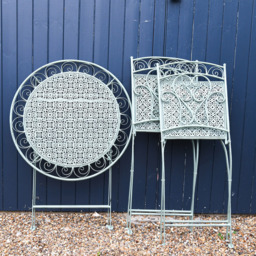 Garden Gear 2 Seater Wrought Iron Garden Bistro Set Sage Green - Wilko - thumbnail 6