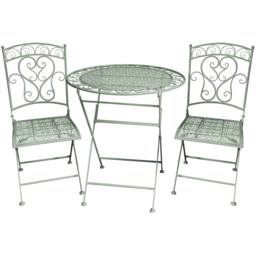 Garden Gear 2 Seater Wrought Iron Garden Bistro Set Sage Green - Wilko - thumbnail 3