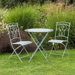 Garden Gear 2 Seater Wrought Iron Garden Bistro Set Sage Green - Wilko - thumbnail 1