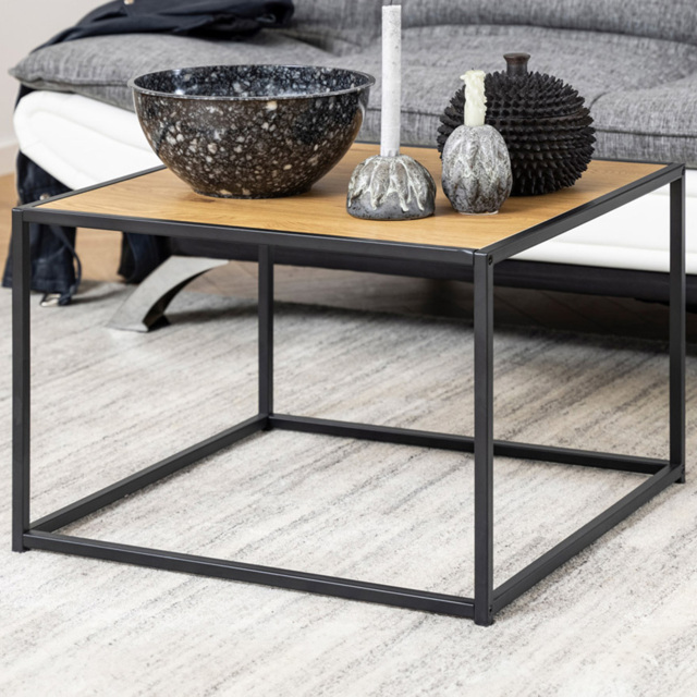 Florence Seaford Oak Top Black Metal Coffee Table - Furniture To Go - Wilko - image 1