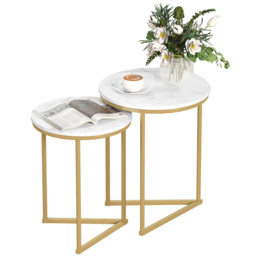 HOMCOM White and Gold Metal Frame Nesting Coffee Table Set of 2 - Size: 55 x 45 x 45cm - Orange - Wilko - thumbnail 3