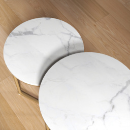 HOMCOM White and Gold Metal Frame Nesting Coffee Table Set of 2 - Size: 55 x 45 x 45cm - Orange - Wilko - thumbnail 4